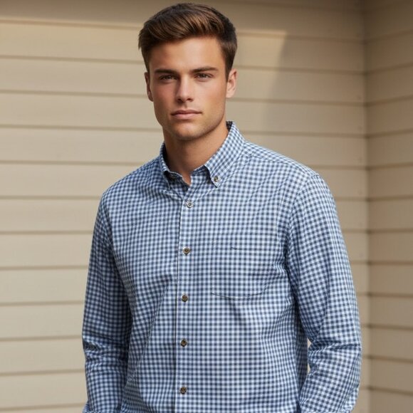 David Donahue Other - David Donahue Blue Gingham Button Down Shirt XL 100% Cotton Long Sleeve